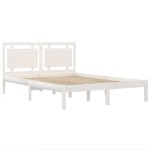 vidaXL Cadru de pat King Size, alb, 150x200 cm, lemn masiv vidaXL Cadru de pat King Size, alb, 150x200 cm, lemn masiv