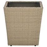 vidaXL Masă de ceai, bej, 41,5x41,5x44 cm poliratan/ sticlă securizată