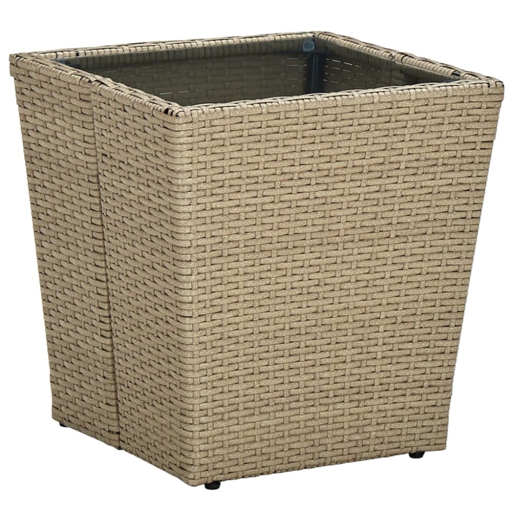 vidaXL Masă de ceai, bej, 41,5x41,5x44 cm poliratan/ sticlă securizată