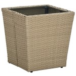 vidaXL Masă de ceai, bej, 41,5x41,5x44 cm poliratan/ sticlă securizată