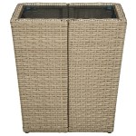 vidaXL Masă de ceai, bej, 41,5x41,5x44 cm poliratan/ sticlă securizată