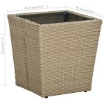 vidaXL Masă de ceai, bej, 41,5x41,5x44 cm poliratan/ sticlă securizată