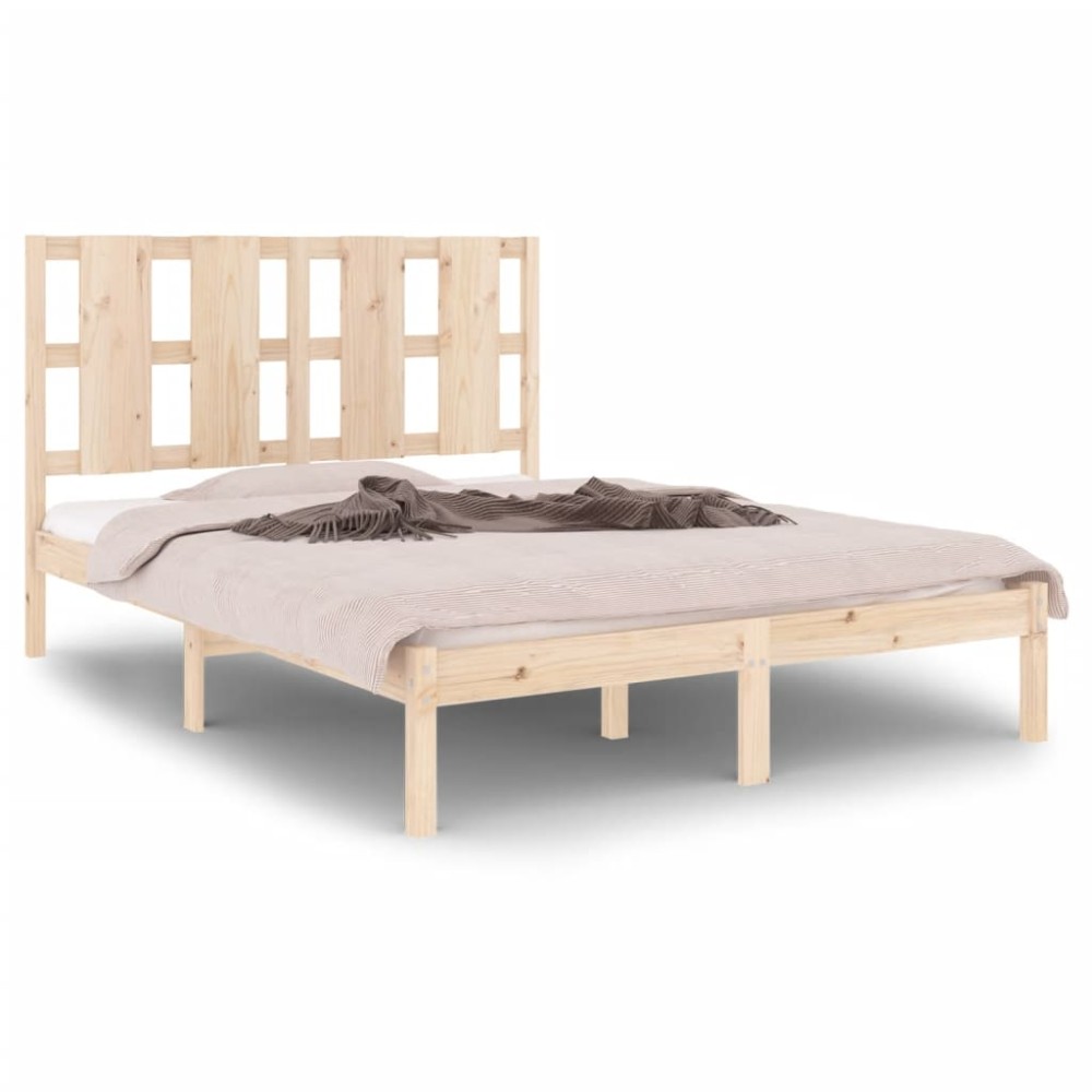 vidaXL Cadru de pat dublu, 135x190 cm, lemn masiv