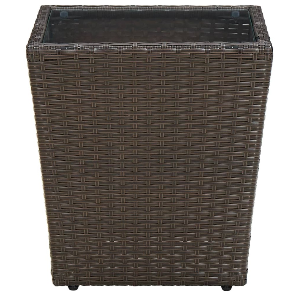 vidaXL Masă de ceai, maro, 41,5x41,5x44 cm poliratan/sticlă securizată