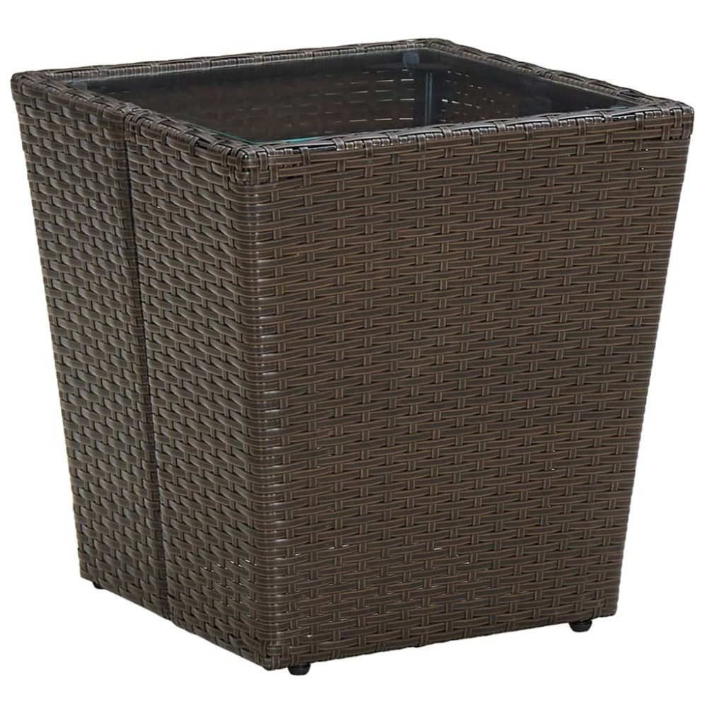 vidaXL Masă de ceai, maro, 41,5x41,5x44 cm poliratan/sticlă securizată