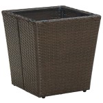 vidaXL Masă de ceai, maro, 41,5x41,5x44 cm poliratan/sticlă securizată vidaXL Masă de ceai, maro, 41,5x41,5x44 cm poliratan/sticlă securizată