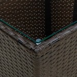 vidaXL Masă de ceai, maro, 41,5x41,5x44 cm poliratan/sticlă securizată vidaXL Masă de ceai, maro, 41,5x41,5x44 cm poliratan/sticlă securizată