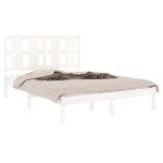 vidaXL Cadru de pat fără saltea, alb, 140x190 cm, lemn masiv de pin