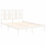 vidaXL Cadru de pat fără saltea, alb, 140x190 cm, lemn masiv de pin