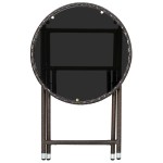 vidaXL Masă de ceai, maro, 60 cm, poliratan și sticlă securizată vidaXL Masă de ceai, maro, 60 cm, poliratan și sticlă securizată