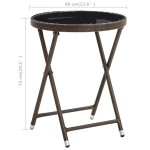 vidaXL Masă de ceai, maro, 60 cm, poliratan și sticlă securizată vidaXL Masă de ceai, maro, 60 cm, poliratan și sticlă securizată