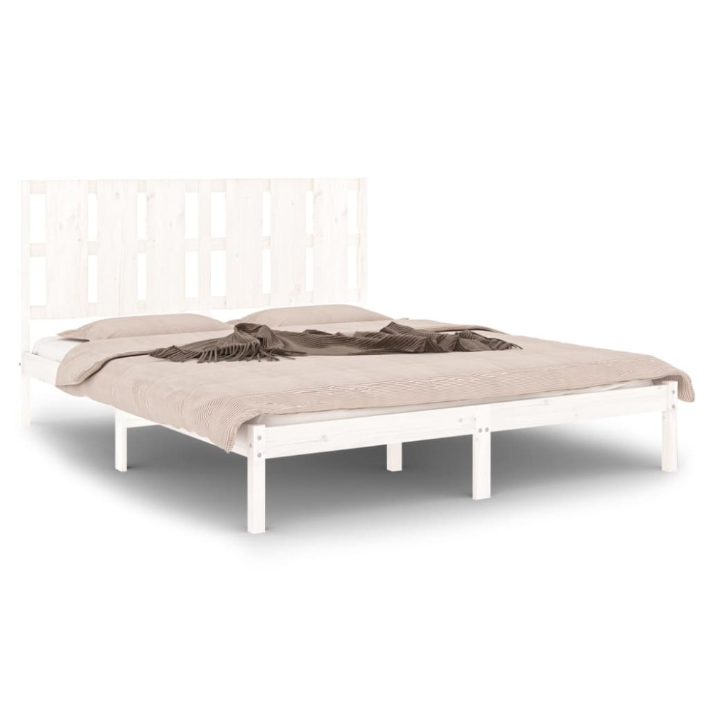 vidaXL Cadru de pat King Size, alb, 150x200 cm, lemn masiv