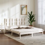 vidaXL Cadru de pat King Size, alb, 150x200 cm, lemn masiv vidaXL Cadru de pat King Size, alb, 150x200 cm, lemn masiv