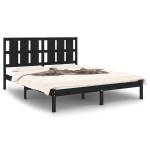 vidaXL Cadru de pat King Size, negru, 150x200 cm, lemn masiv vidaXL Cadru de pat King Size, negru, 150x200 cm, lemn masiv