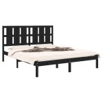 vidaXL Cadru de pat King Size, negru, 150x200 cm, lemn masiv vidaXL Cadru de pat King Size, negru, 150x200 cm, lemn masiv