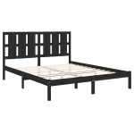 vidaXL Cadru de pat King Size, negru, 150x200 cm, lemn masiv vidaXL Cadru de pat King Size, negru, 150x200 cm, lemn masiv