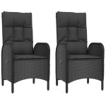 vidaXL Scaune de exterior, 2 buc., negru, poliratan vidaXL Scaune de exterior, 2 buc., negru, poliratan