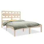 vidaXL Cadru de pat dublu, 135x190 cm, lemn masiv