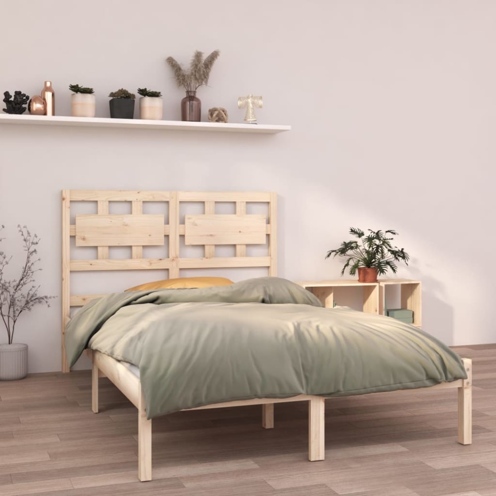 vidaXL Cadru de pat dublu, 135x190 cm, lemn masiv