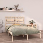 vidaXL Cadru de pat dublu, 135x190 cm, lemn masiv
