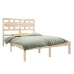 vidaXL Cadru de pat dublu, 135x190 cm, lemn masiv