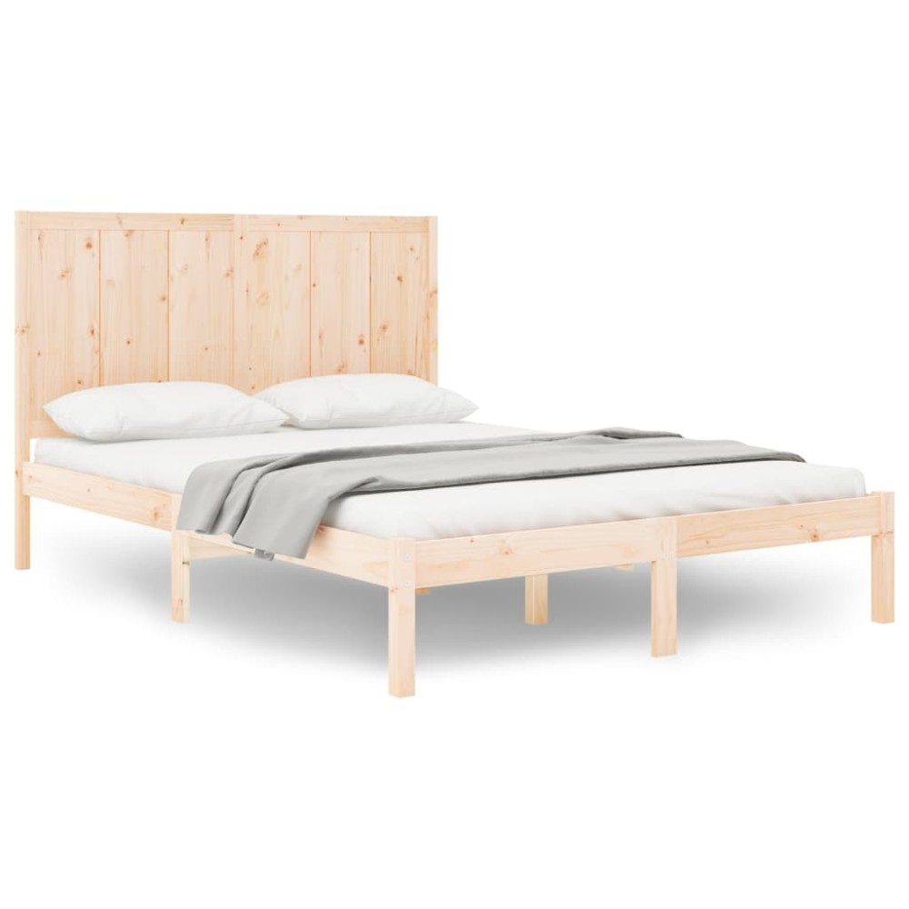 vidaXL Cadru de pat fără saltea, 135x190 cm, lemn masiv de pin