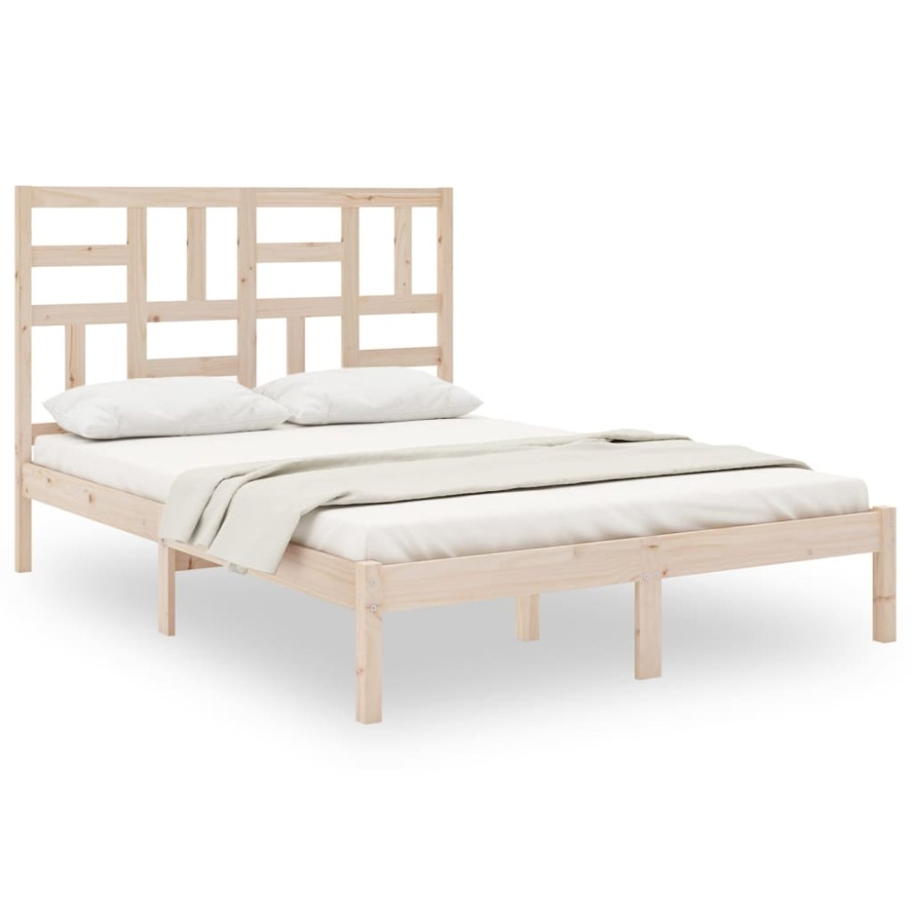 vidaXL Cadru de pat dublu, 135x190 cm, lemn masiv