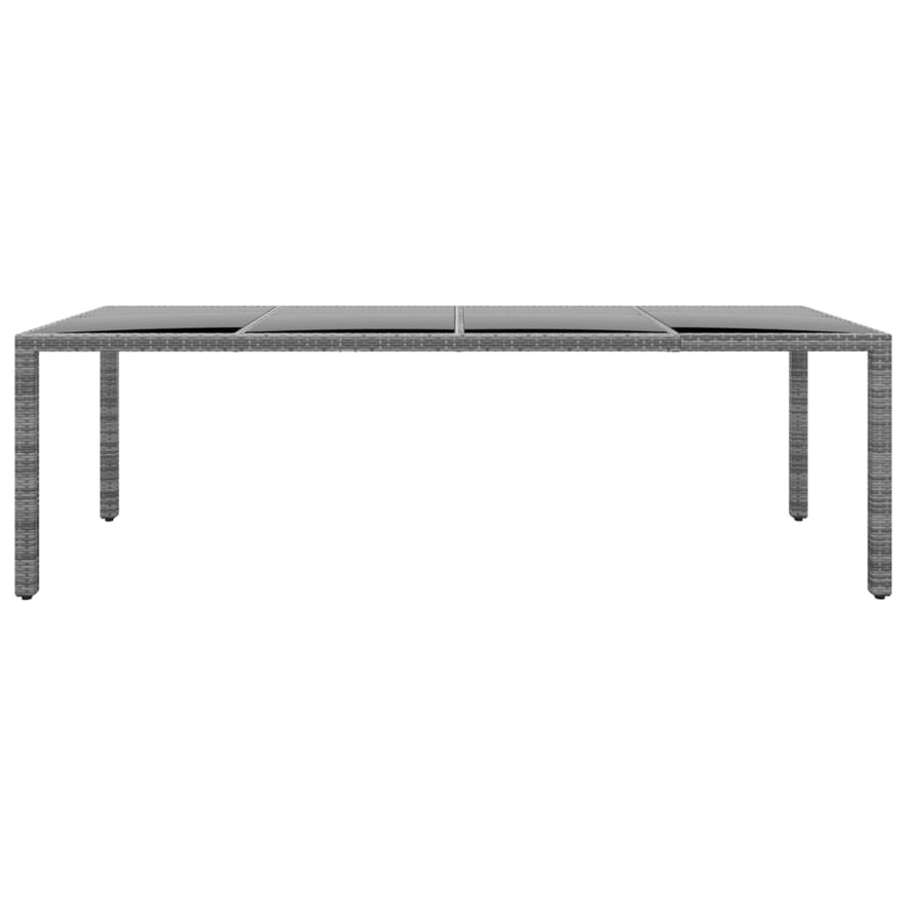 vidaXL Masă de grădină gri 250x100x75 cm sticlă securizată/poliratan
