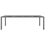 vidaXL Masă de grădină gri 250x100x75 cm sticlă securizată/poliratan