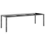 vidaXL Masă de grădină gri 250x100x75 cm sticlă securizată/poliratan