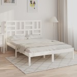 vidaXL Cadru de pat King Size, alb, 150x200 cm, lemn masiv vidaXL Cadru de pat King Size, alb, 150x200 cm, lemn masiv