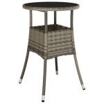 vidaXL Masă de grădină, gri, Ø60x75 cm, sticlă securizată/poliratan