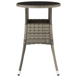vidaXL Masă de grădină, gri, Ø60x75 cm, sticlă securizată/poliratan