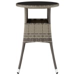vidaXL Masă de grădină, gri, Ø60x75 cm, sticlă securizată/poliratan