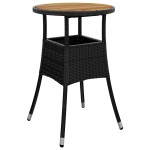 vidaXL Masă de grădină, negru, Ø60x75cm, lemn de acacia/poliratan vidaXL Masă de grădină, negru, Ø60x75cm, lemn de acacia/poliratan