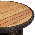 vidaXL Masă de grădină, negru, Ø60x75cm, lemn de acacia/poliratan vidaXL Masă de grădină, negru, Ø60x75cm, lemn de acacia/poliratan