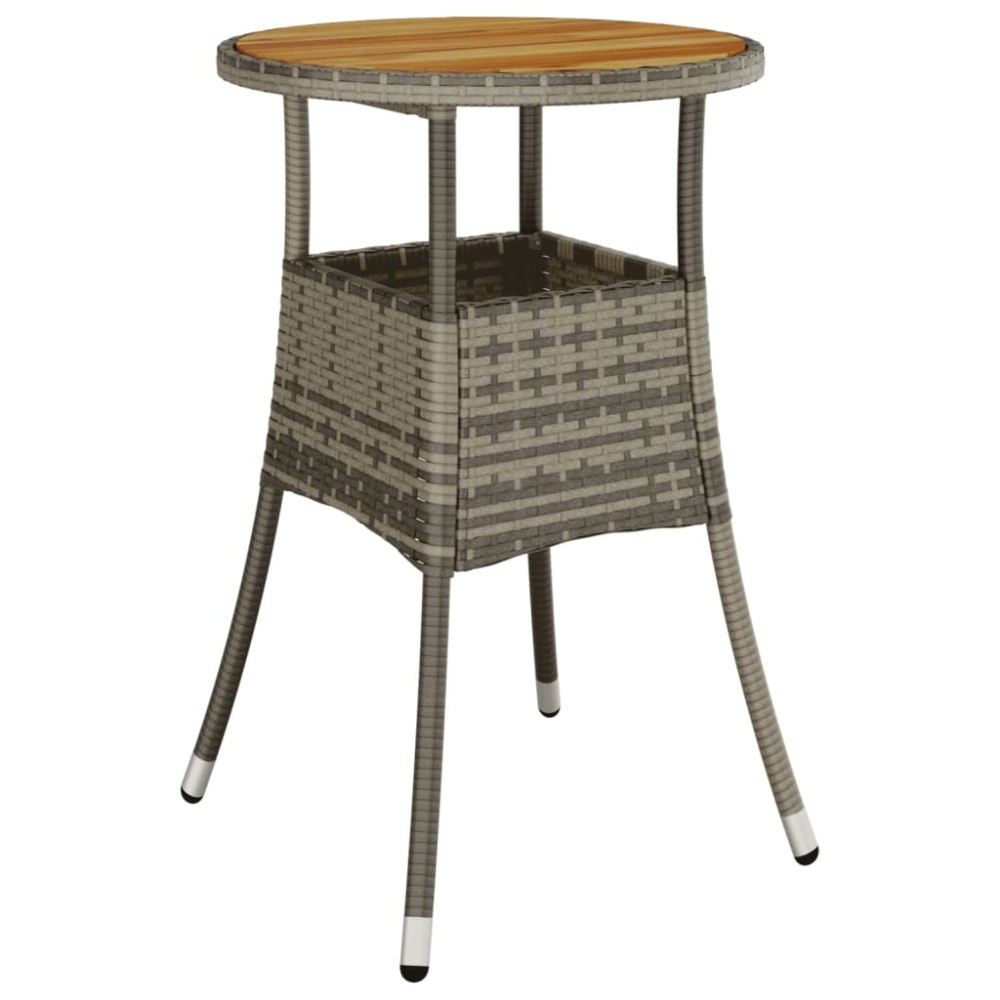 vidaXL Masă de grădină, gri, Ø60x75cm, lemn de acacia/poliratan