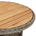 vidaXL Masă de grădină, gri, Ø60x75cm, lemn de acacia/poliratan