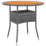 vidaXL Masă de grădină, gri, Ø80x75cm, lemn de acacia/poliratan