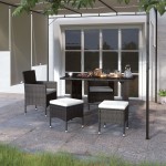 vidaXL Set cu scaun de grădină și taburet, 4 piese, negru, poliratan vidaXL Set cu scaun de grădină și taburet, 4 piese, negru, poliratan