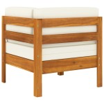 vidaXL Set mobilier grădină perne alb/crem, 2 piese, lemn masiv acacia vidaXL Set mobilier grădină perne alb/crem, 2 piese, lemn masiv acacia