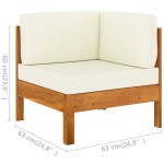 vidaXL Set mobilier grădină perne alb/crem, 2 piese, lemn masiv acacia vidaXL Set mobilier grădină perne alb/crem, 2 piese, lemn masiv acacia