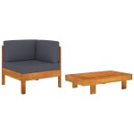 vidaXL Set mobilier grădină perne gri închis, 2 piese, lemn acacia vidaXL Set mobilier grădină perne gri închis, 2 piese, lemn acacia