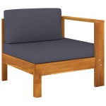 vidaXL Canapea de mijloc cu 1 cotieră, gri închis, lemn masiv acacia vidaXL Canapea de mijloc cu 1 cotieră, gri închis, lemn masiv acacia