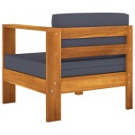 vidaXL Canapea de mijloc cu 1 cotieră, gri închis, lemn masiv acacia vidaXL Canapea de mijloc cu 1 cotieră, gri închis, lemn masiv acacia