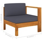 vidaXL Canapea de mijloc cu 1 cotieră, gri închis, lemn masiv acacia vidaXL Canapea de mijloc cu 1 cotieră, gri închis, lemn masiv acacia