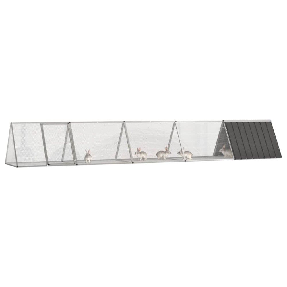 vidaXL Cușcă pentru iepuri antracit 504,5x80,5x71 cm oțel galvanizat