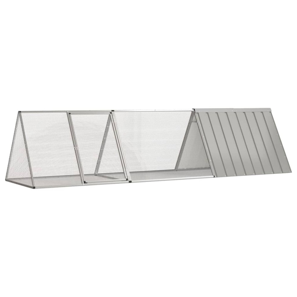 vidaXL Cușcă pentru iepuri, gri, 302,5x80,5x71 cm, oțel galvanizat