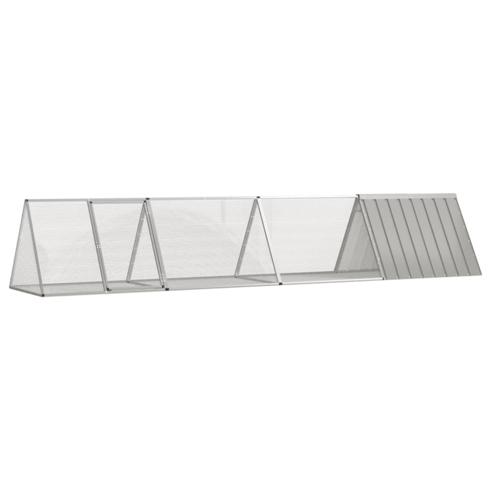 vidaXL Cușcă pentru iepuri, gri, 403,5x80,5x71 cm, oțel galvanizat
