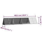 vidaXL Cușcă pentru iepuri, gri, 403,5x80,5x71 cm, oțel galvanizat